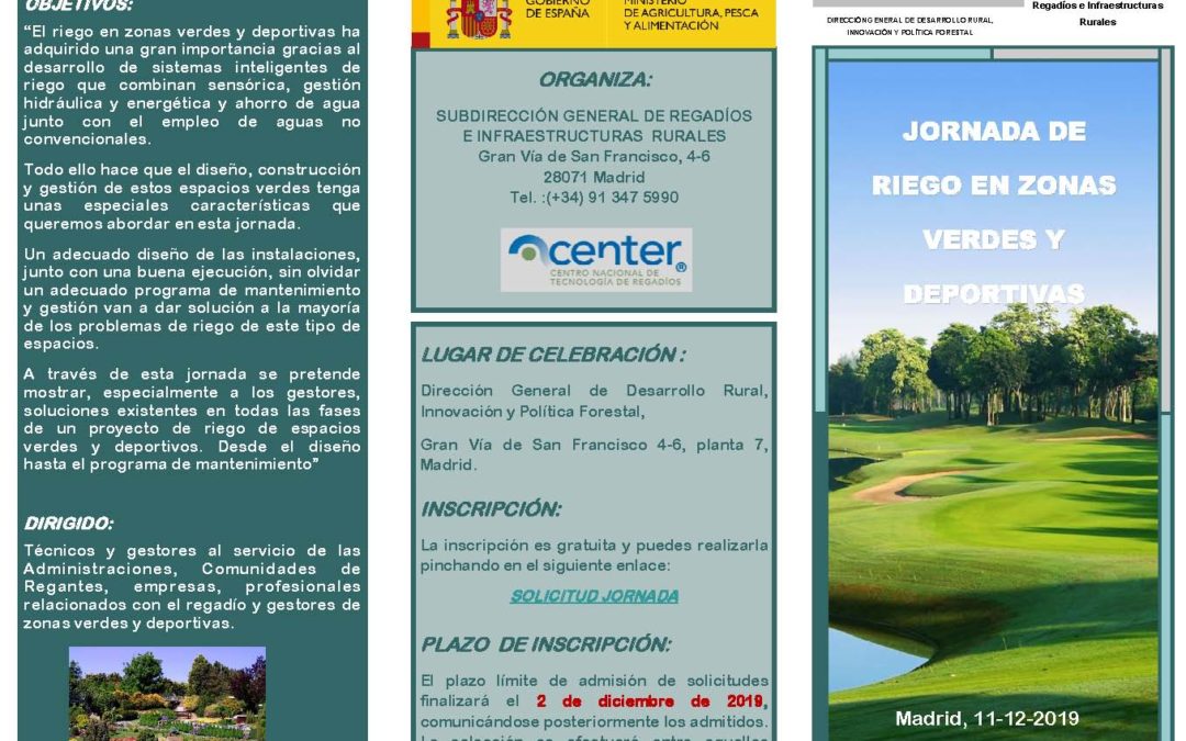 Participación AEP en la «Jornada de Riego en Zonas verdes y Deportivas» CENTER