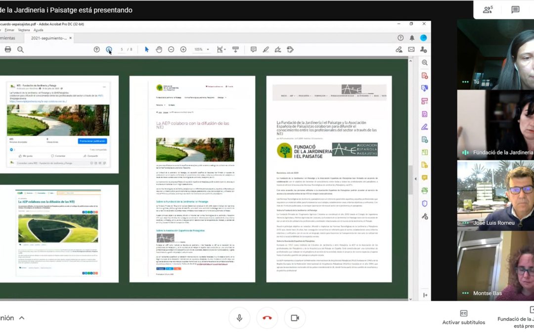 Reunión conclusiones- Primer año de colaboración entre la Fundació de la Jardineria i el Paisatge y la AEP